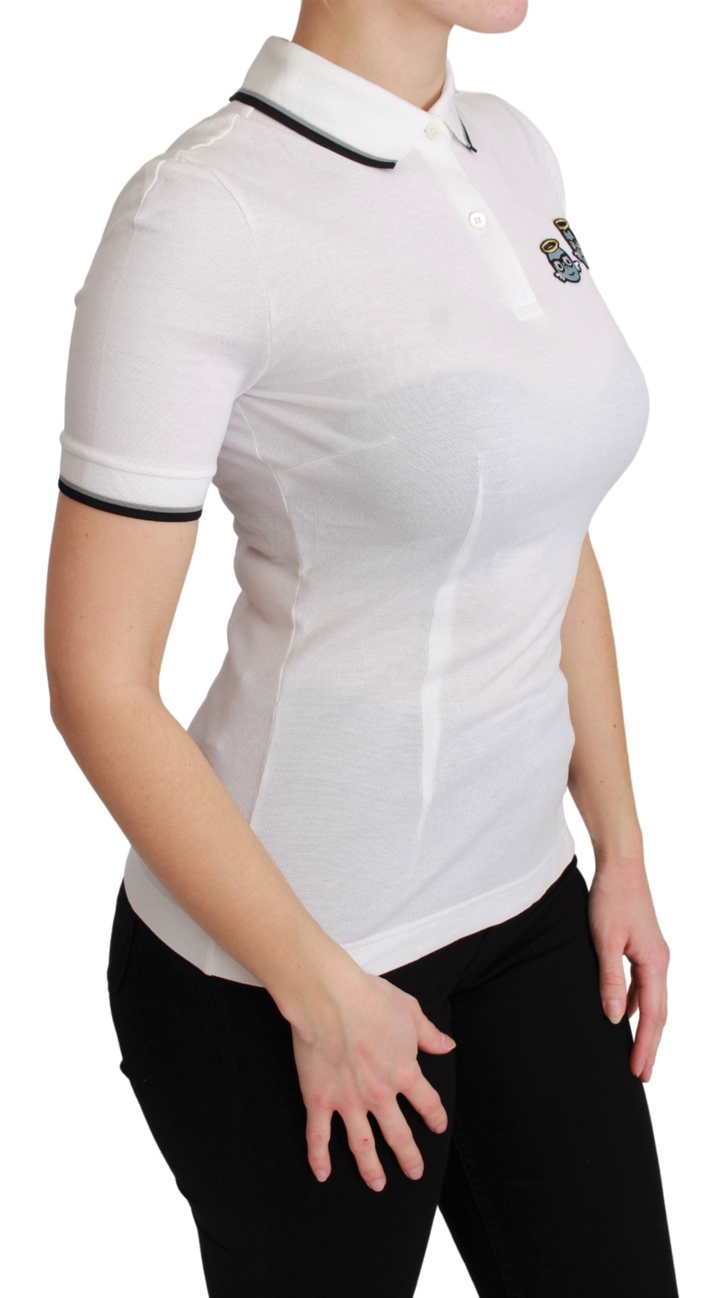 Weißes Baumwoll-Polo-T-Shirt #dgfamily