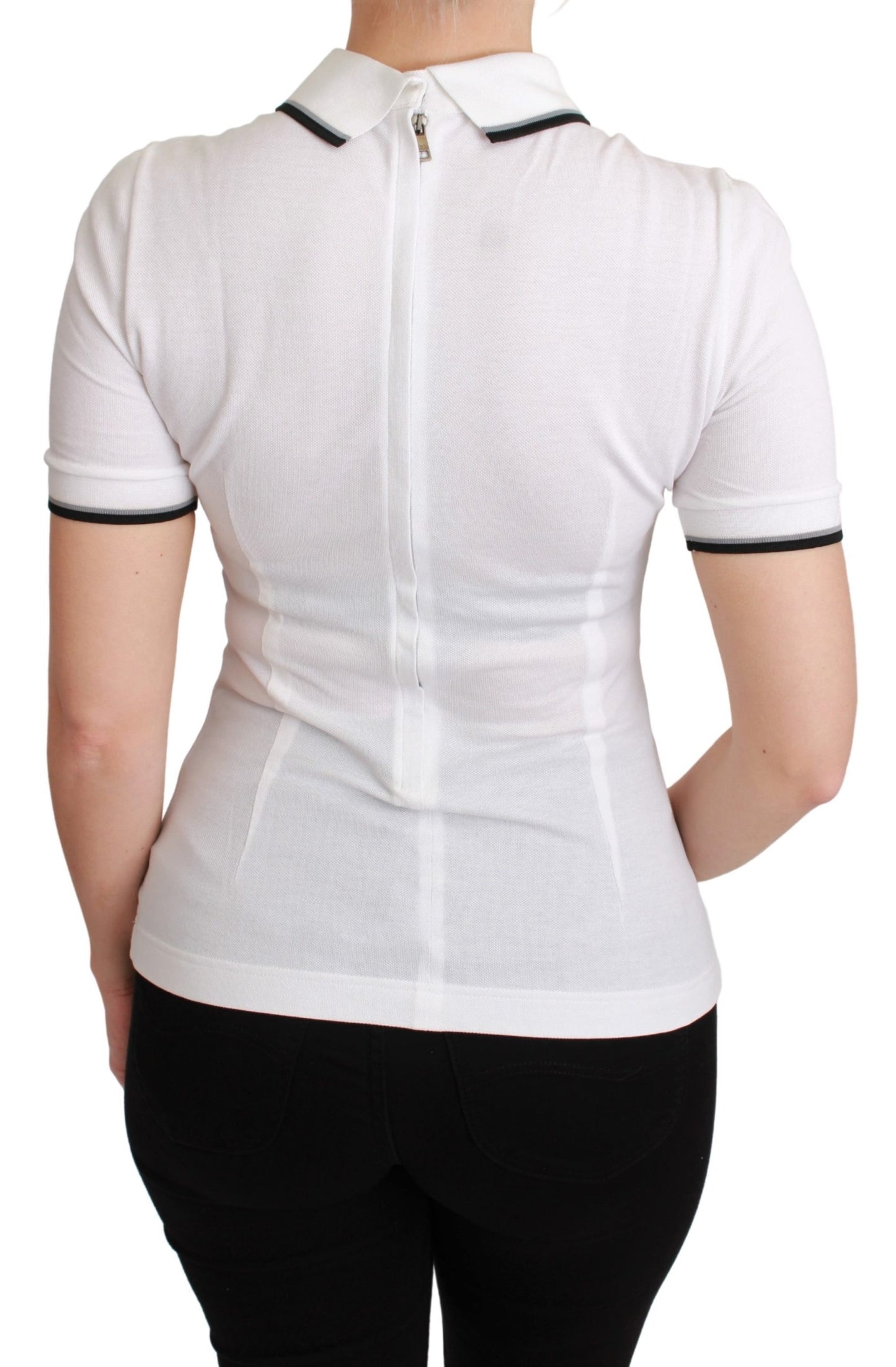 Weißes Baumwoll-Polo-T-Shirt #dgfamily