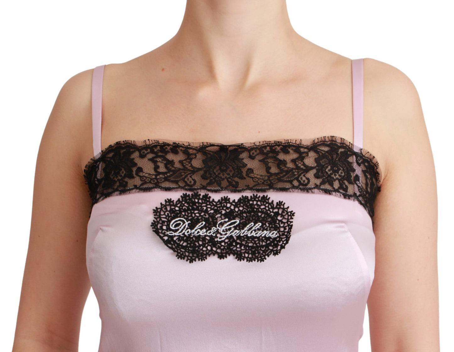 Seide Schwarz Spitze Top Rosa Tank Bluse
