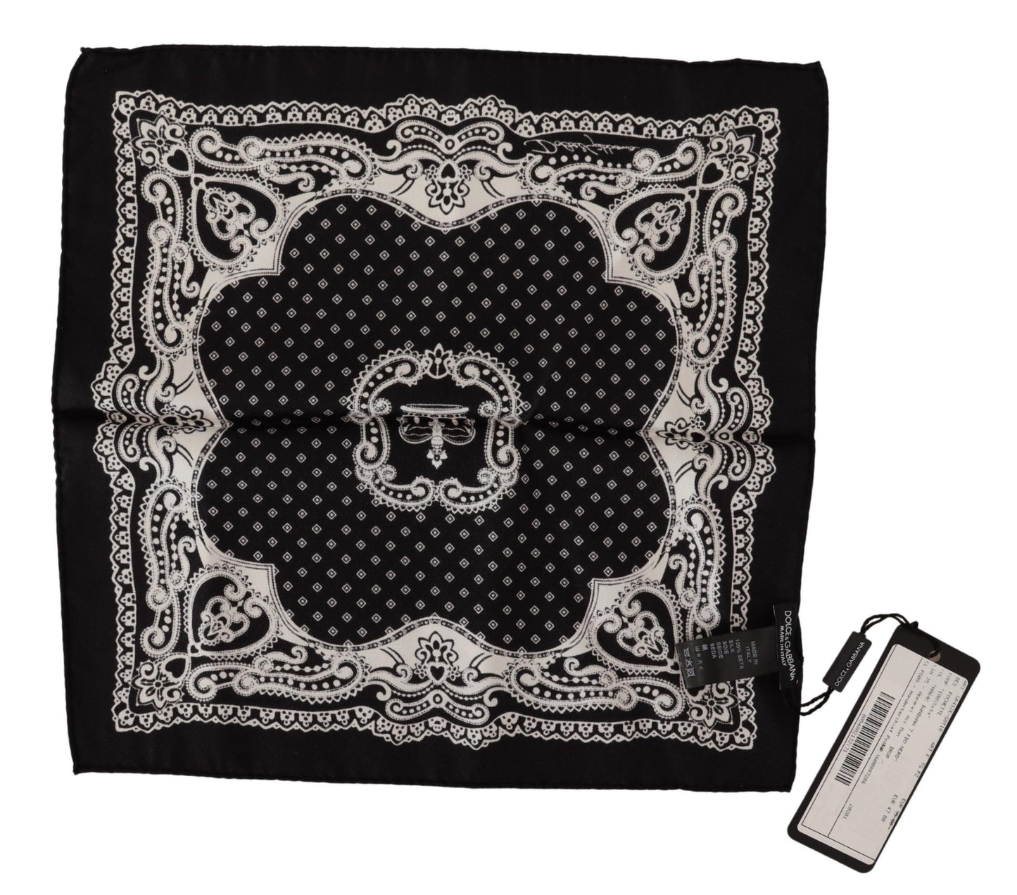 Schwarzes Bandana Crown Seidentaschentuch