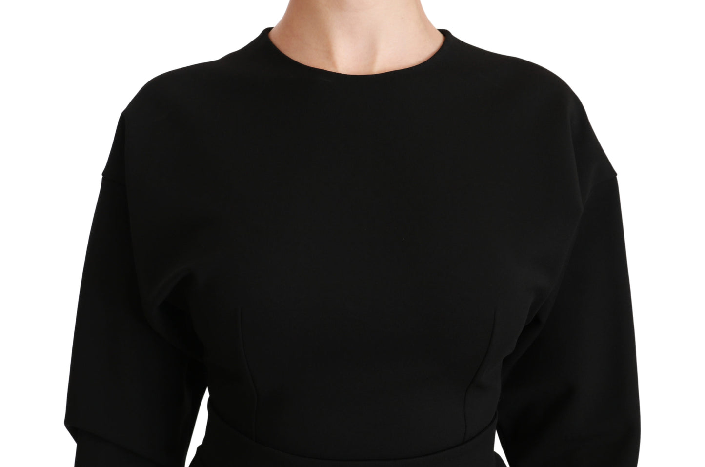 Schwarzes Bodycon Etuikleid Midi Stretch Kleid