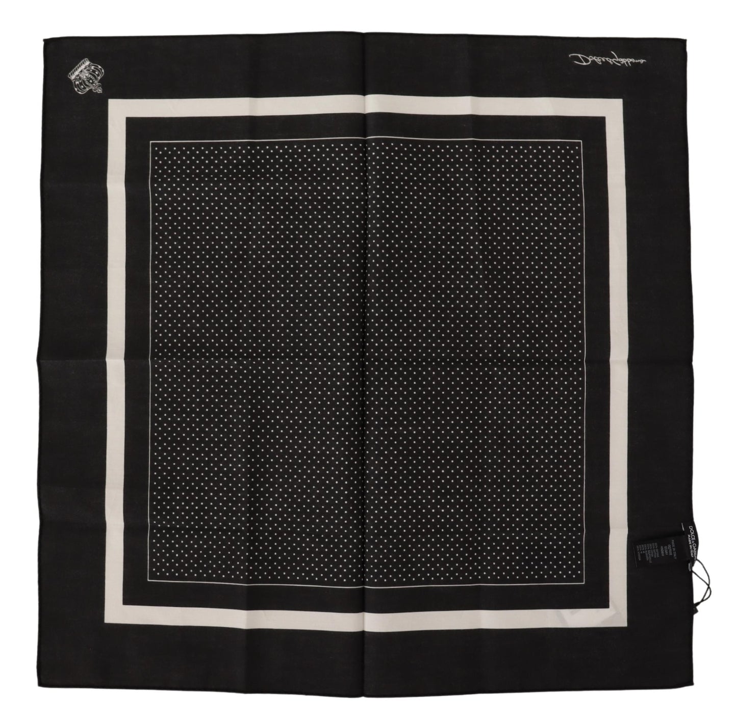 Schwarzes gepunktetes quadratisches Taschentuch aus Baumwolle
