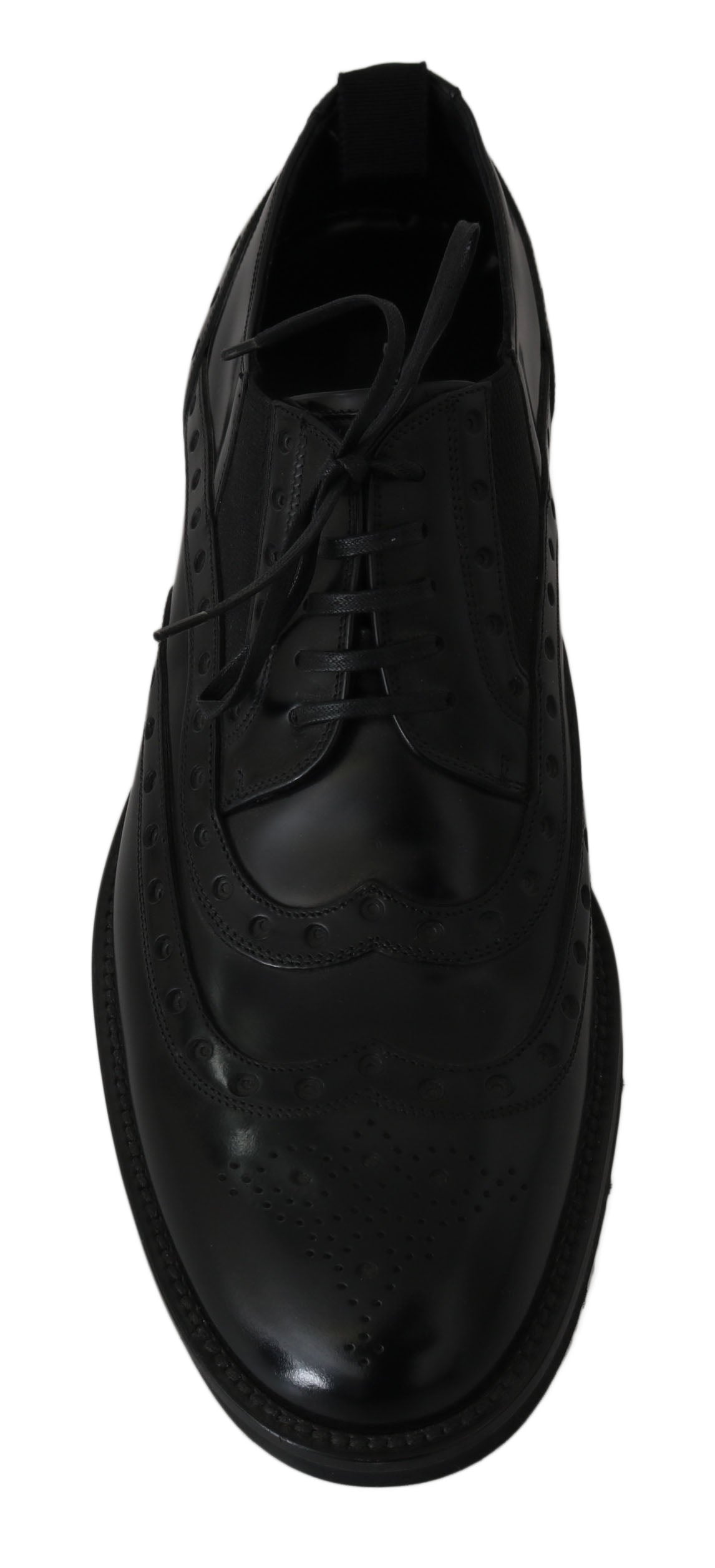 Schwarzes Leder Kleid Derby Wingtip Schuhe