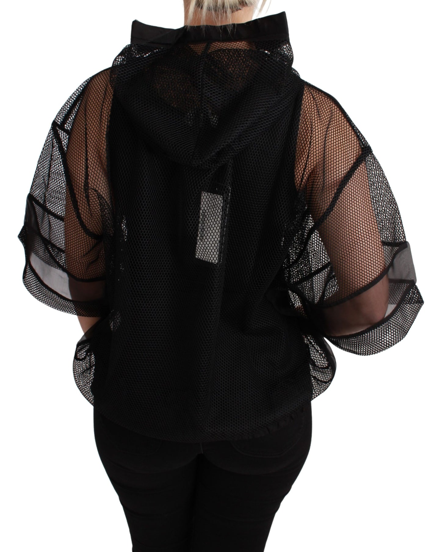 Schwarzes Sheer Nero Sicilia Kapuzenblusen-T-Shirt