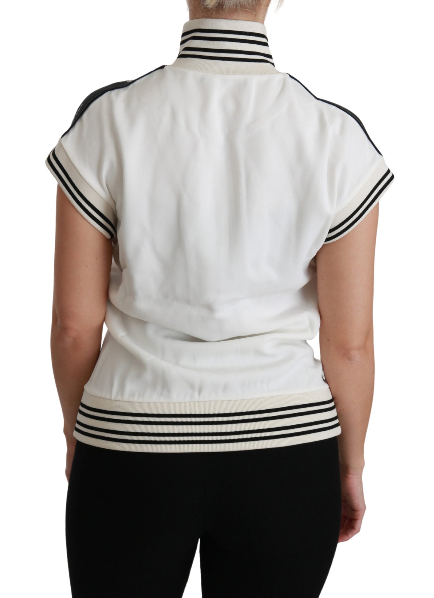 Weißer Sacro Cuore Herz Pullover mit Reißverschluss