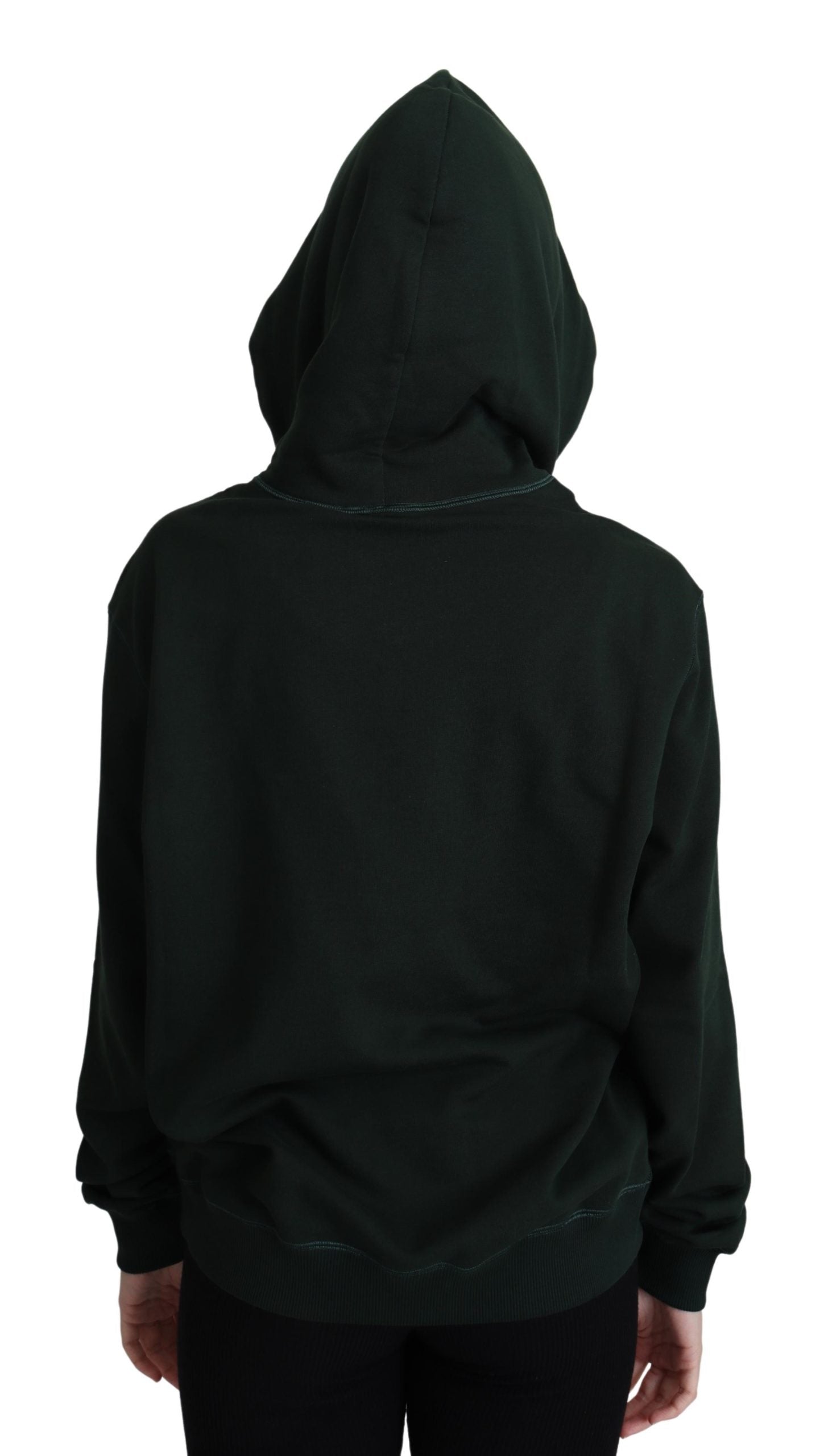 Dunkelgrüner Hoodie mit Kronenstickerei