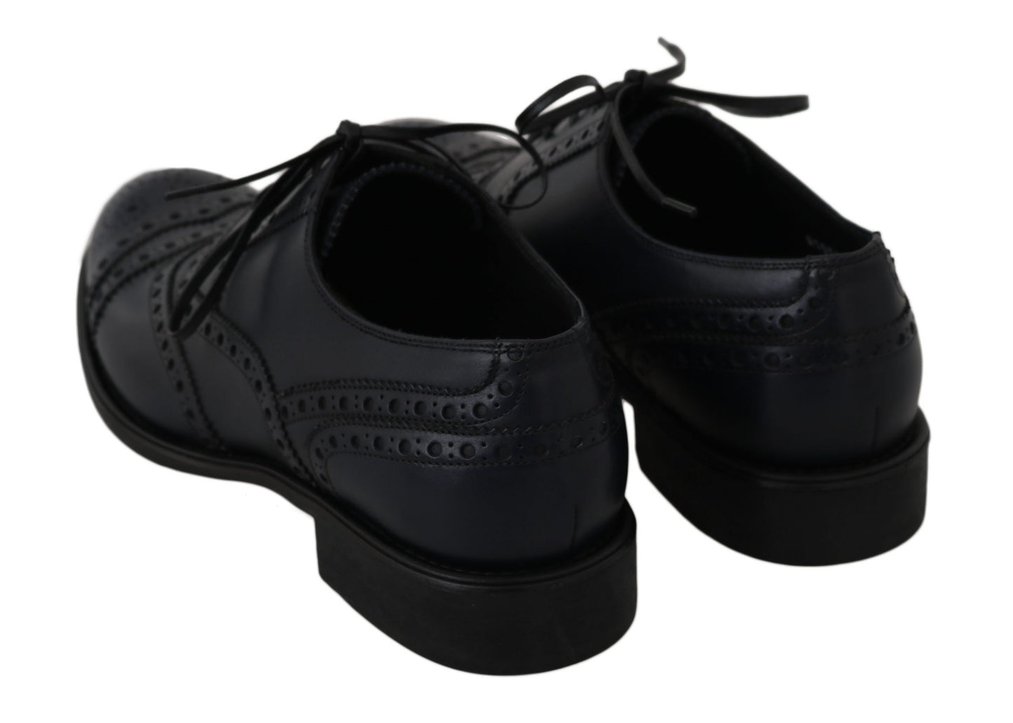 Blaue Leder Wingtip Derby Formelle Schuhe