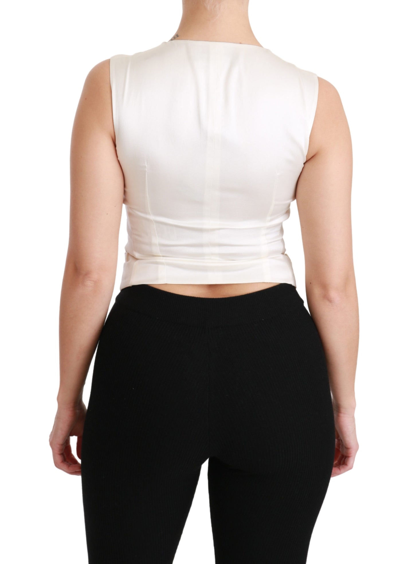 Weißes ärmelloses Westenoberteil aus Wolle