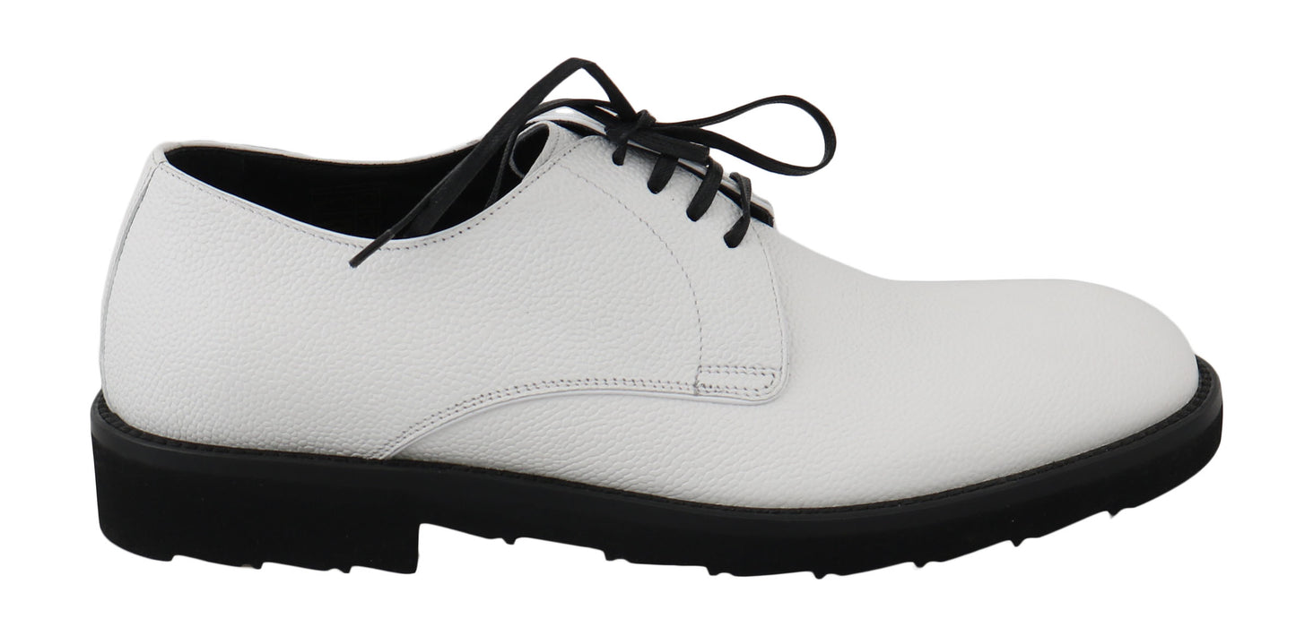 Weiße Leder Derby Kleid Formelle Schuhe