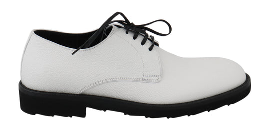 Weiße Leder Derby Kleid Formelle Schuhe