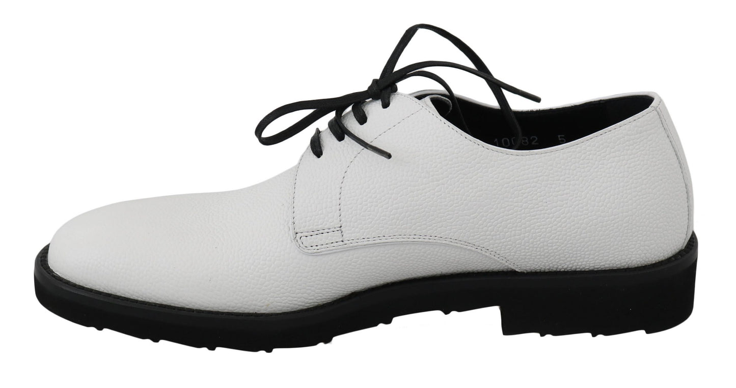 Weiße Leder Derby Kleid Formelle Schuhe