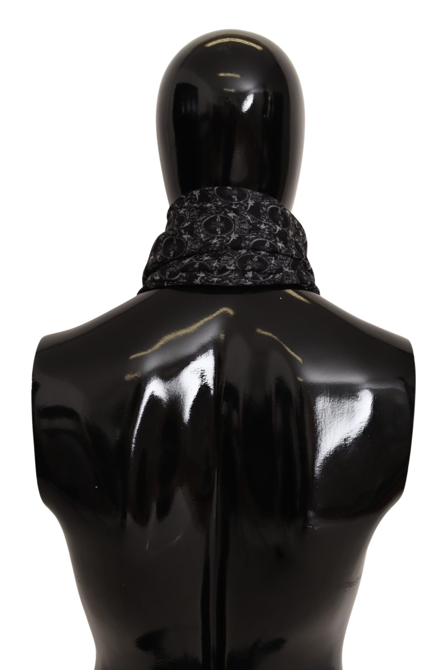 Schwarzer Kaschmir-Wickeltuchschal mit Bienenmuster