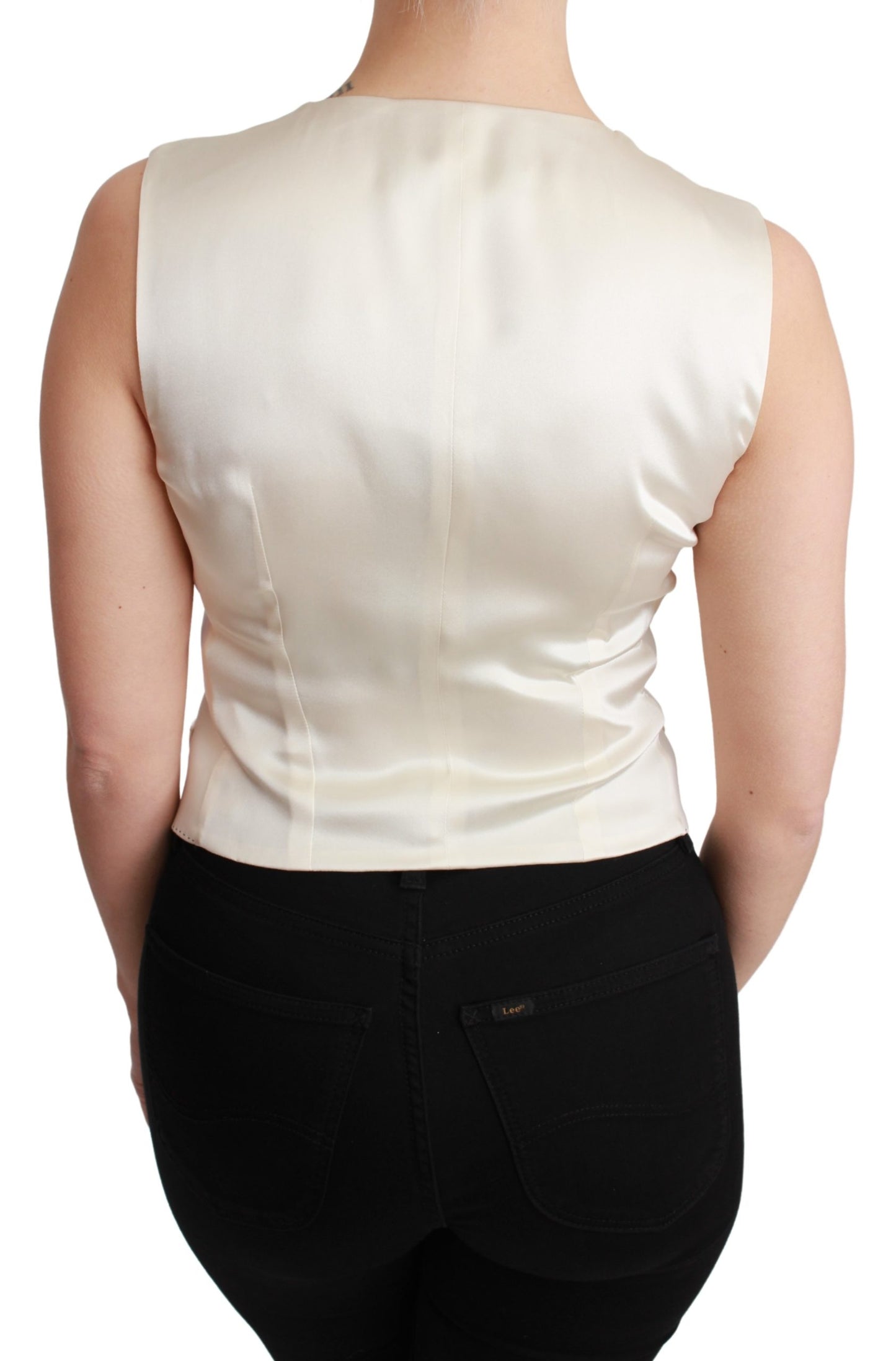 Weiße Weste Ärmelloses Wolltop Weste