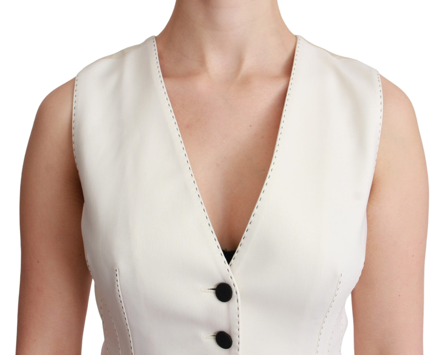 Weiße Weste Ärmelloses Wolltop Weste