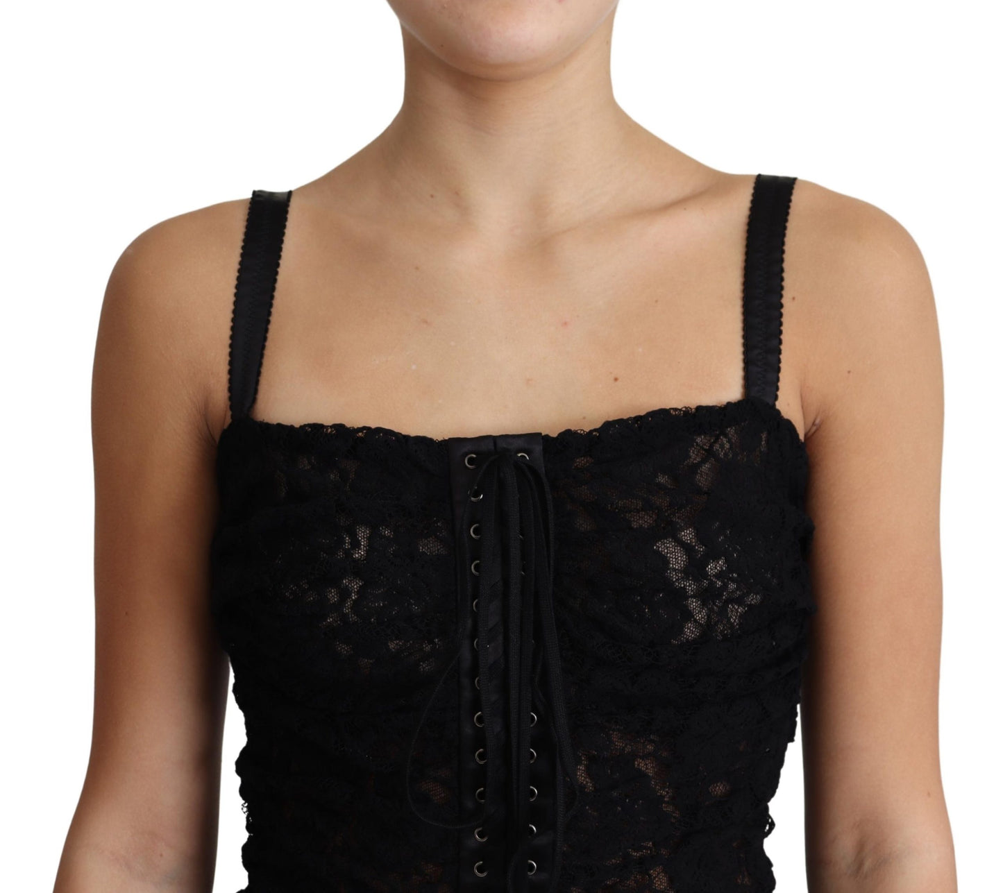 Schwarzes, geschnürtes, geblümtes Korsett-Bustier-Minikleid