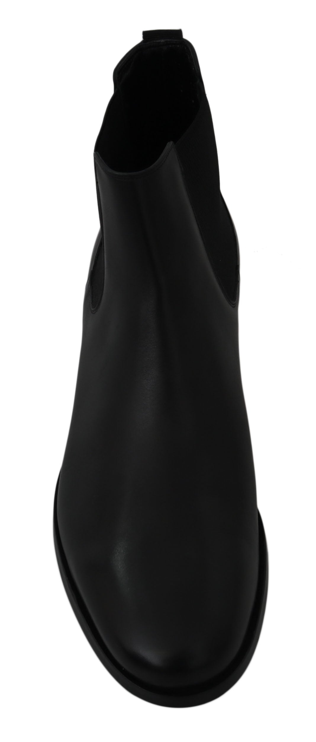 Schwarzes Leder Stretch Band Stiefel Derby Schuhe