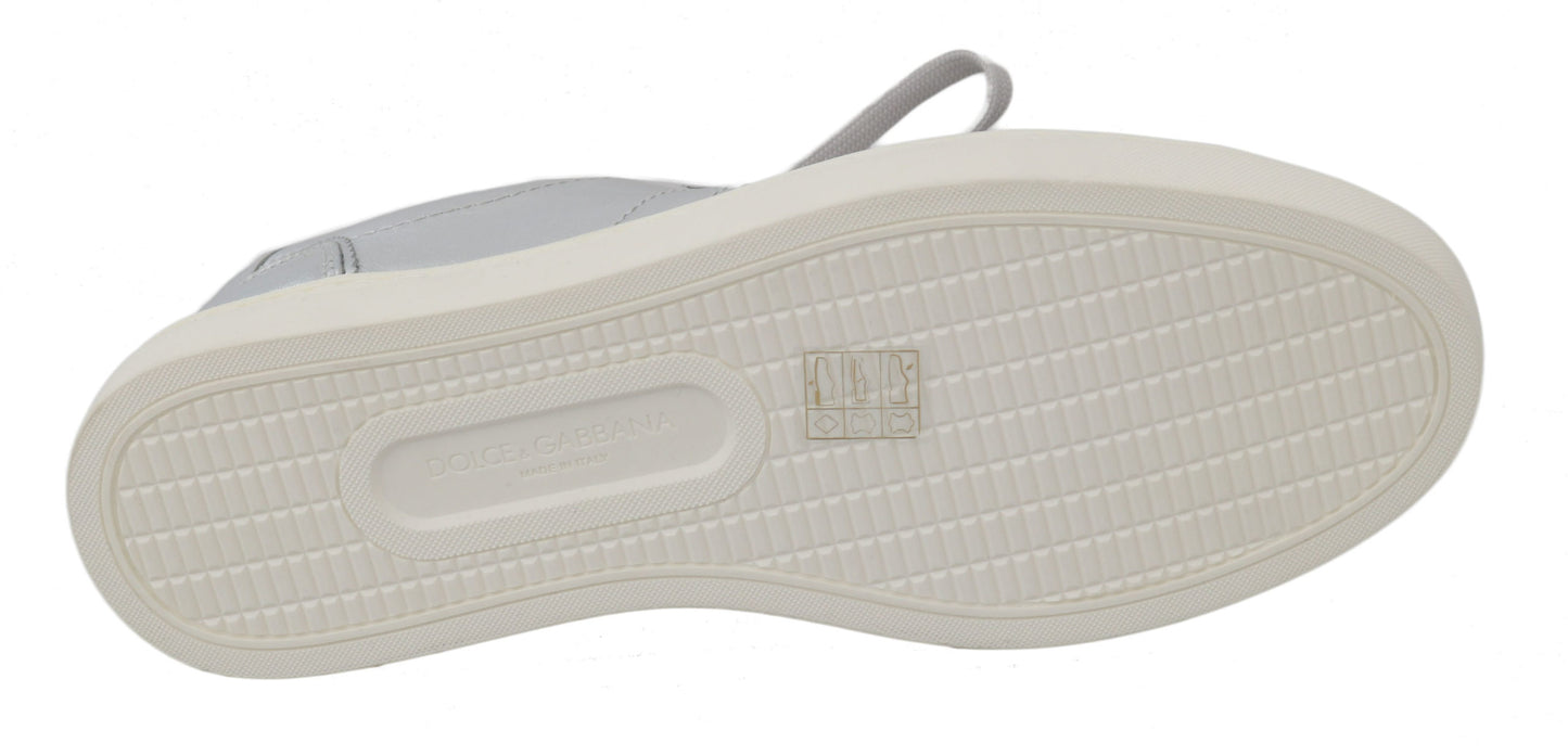 Silberne Leder Herren Casual Turnschuhe