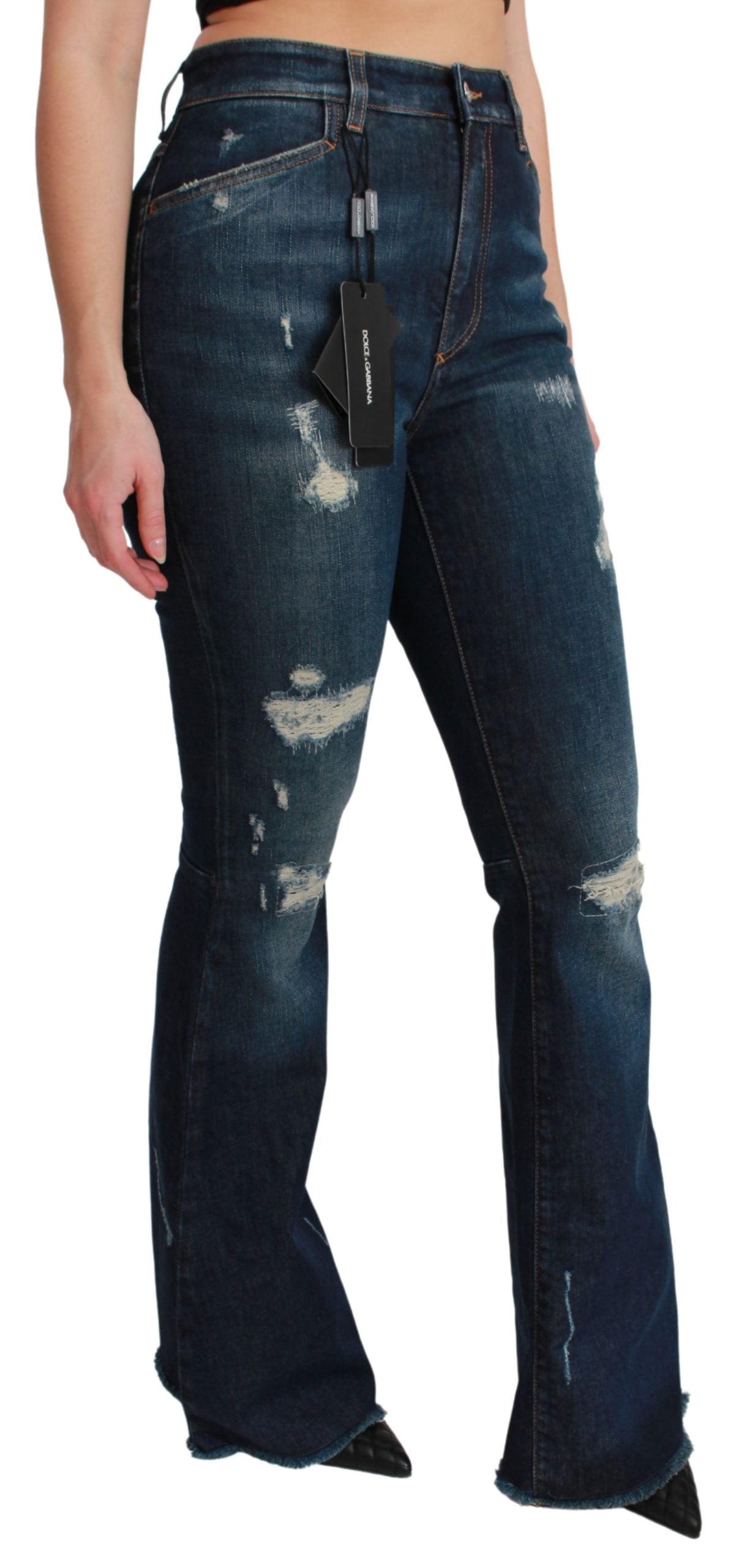 Blaue Denim-Baumwoll-Stretch-Schlaghosen