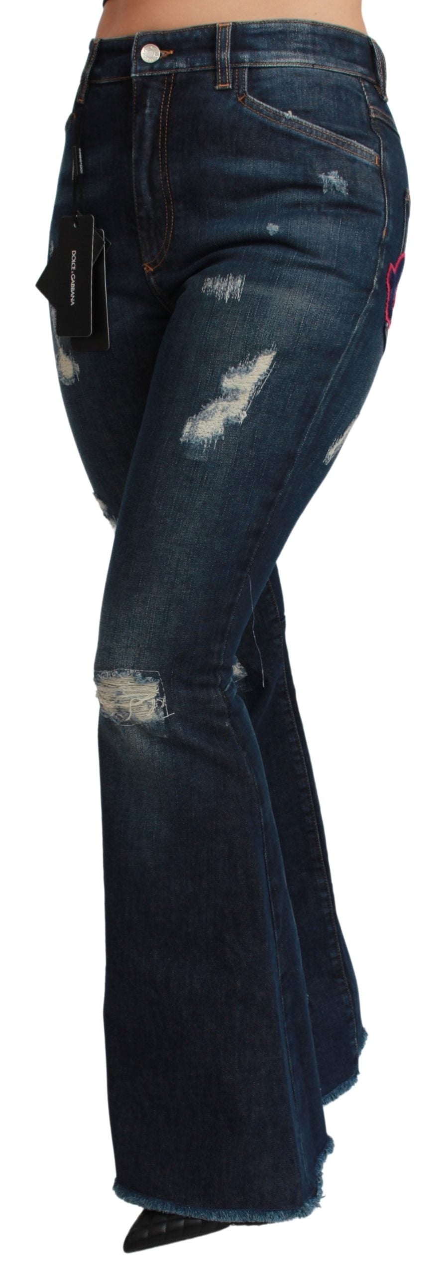 Blaue Denim-Baumwoll-Stretch-Schlaghosen