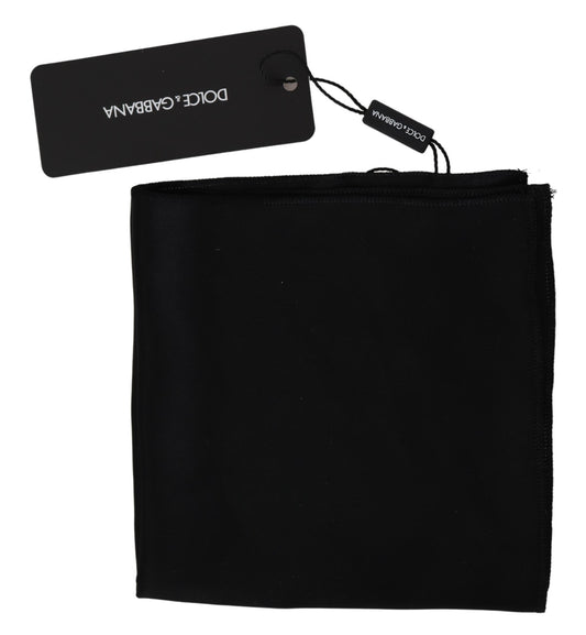 Solides schwarzes quadratisches Seidentaschentuch