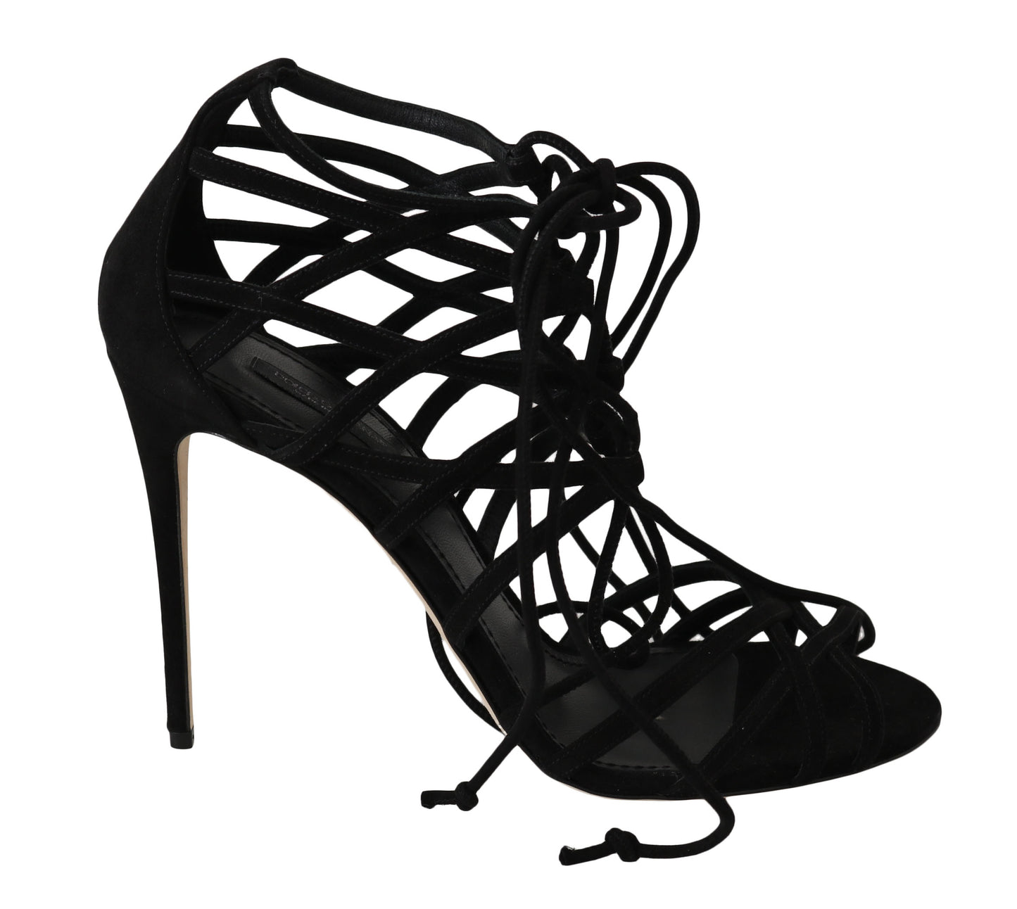 Schwarze Wildleder Riemen Stilettos Sandalen