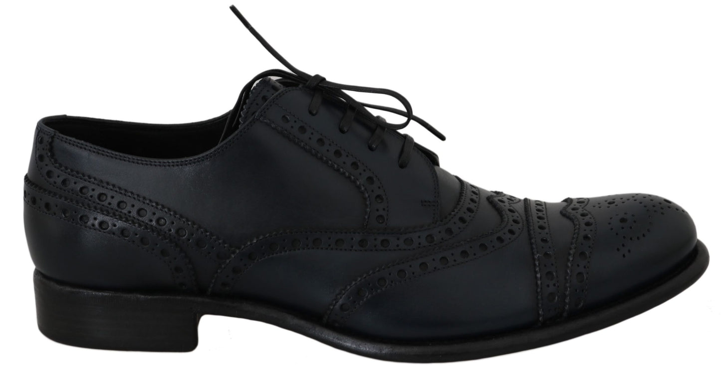 Dunkelblaue Leder Wingtip Oxford Dress Schuhe