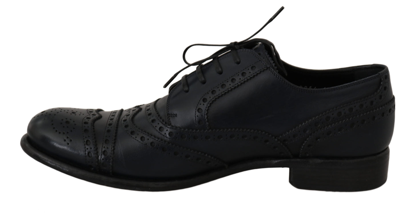 Dunkelblaue Leder Wingtip Oxford Dress Schuhe
