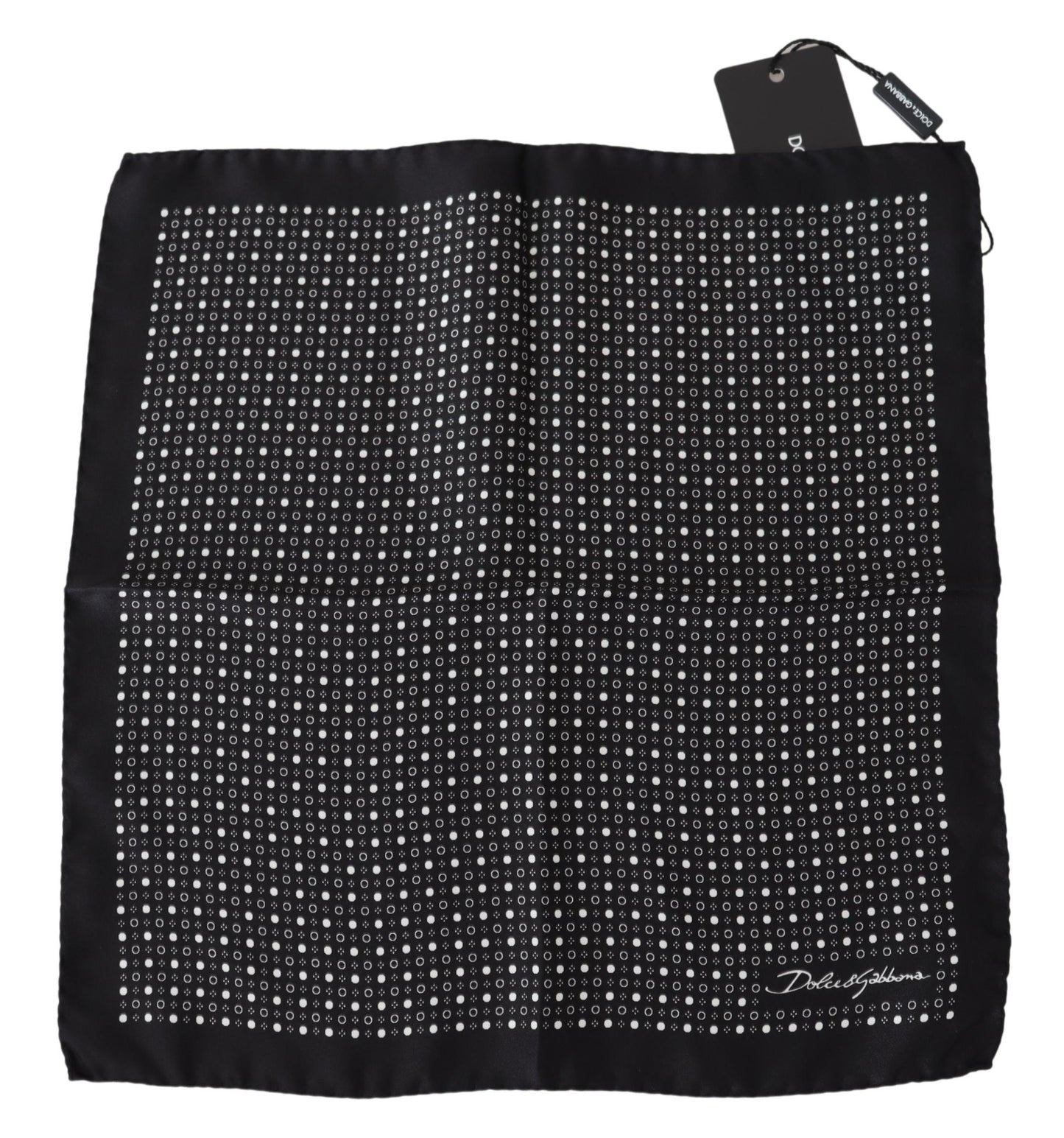 Schwarzes gepunktetes quadratisches Bandana Taschentuch Seide