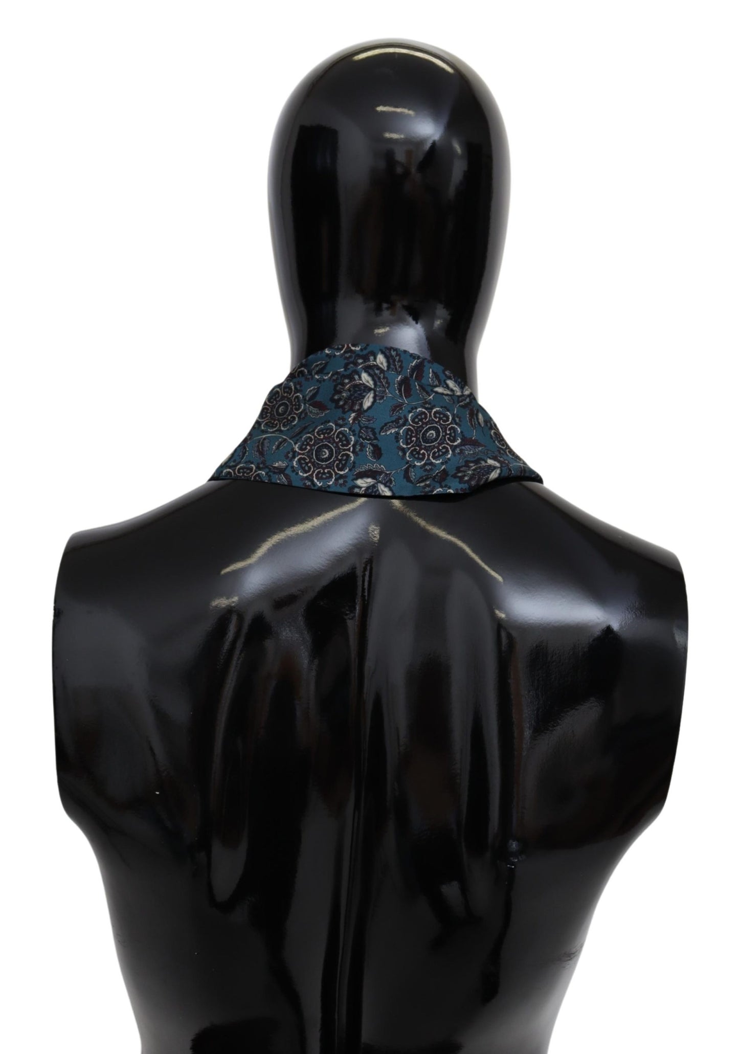 Blauer Floral Skinny Neck Wrap Finge Schal Seide