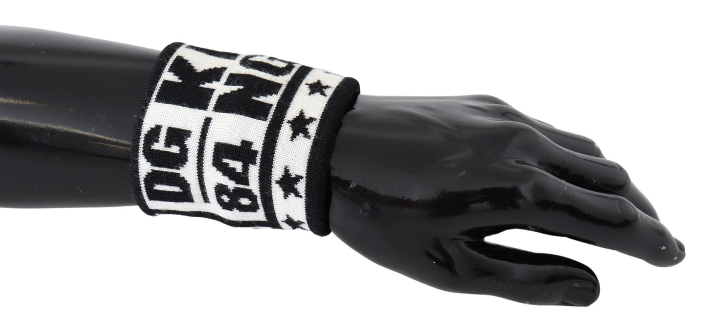 Schwarzer weißer Wollstrick DG KING Wristband Wrap