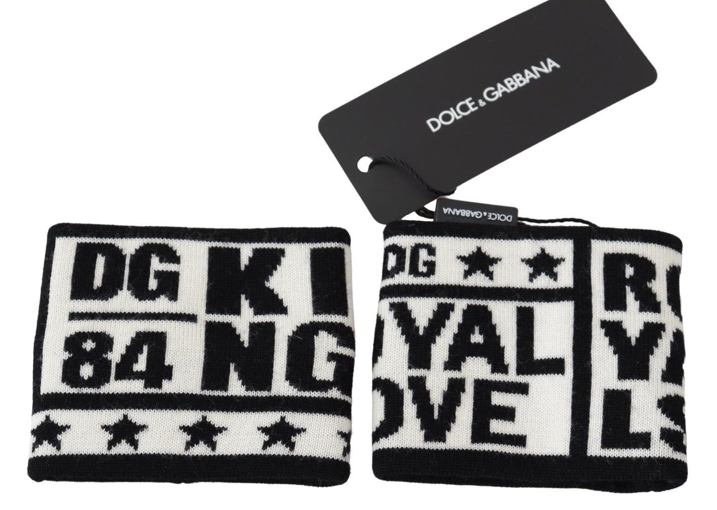 Schwarzer weißer Wollstrick DG KING Wristband Wrap