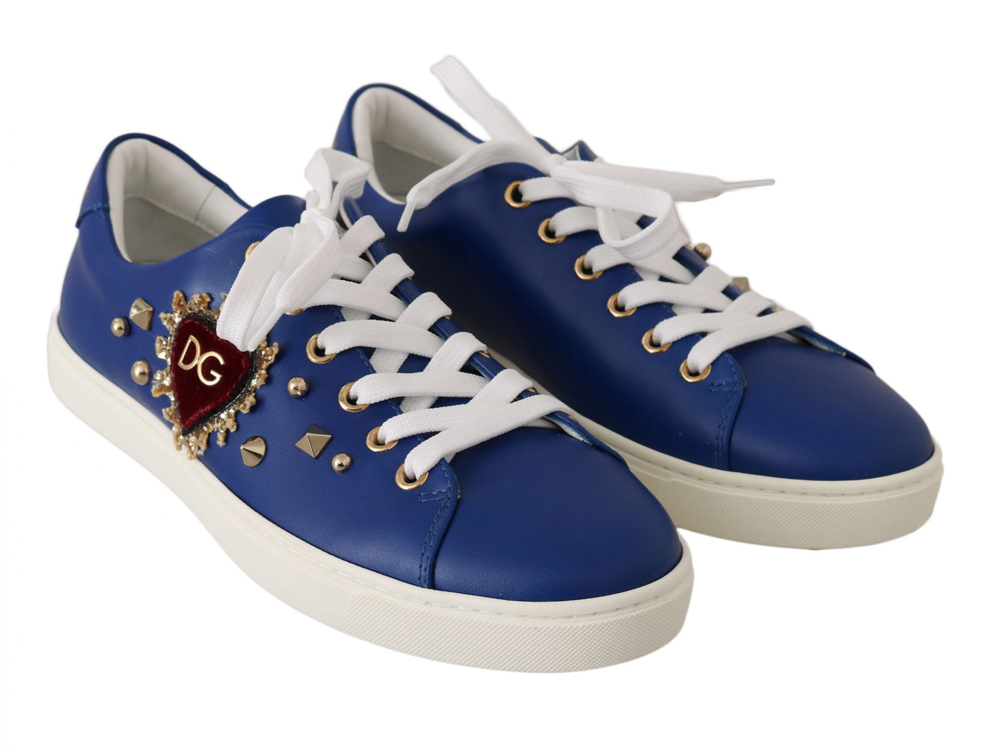 Blau Leder Gold Rot Herz Schuhe Turnschuhe