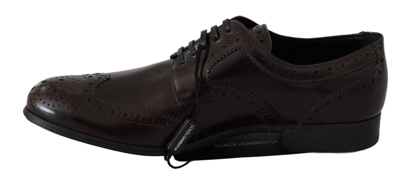 Braune Leder Broques Oxford Wingtip Schuhe