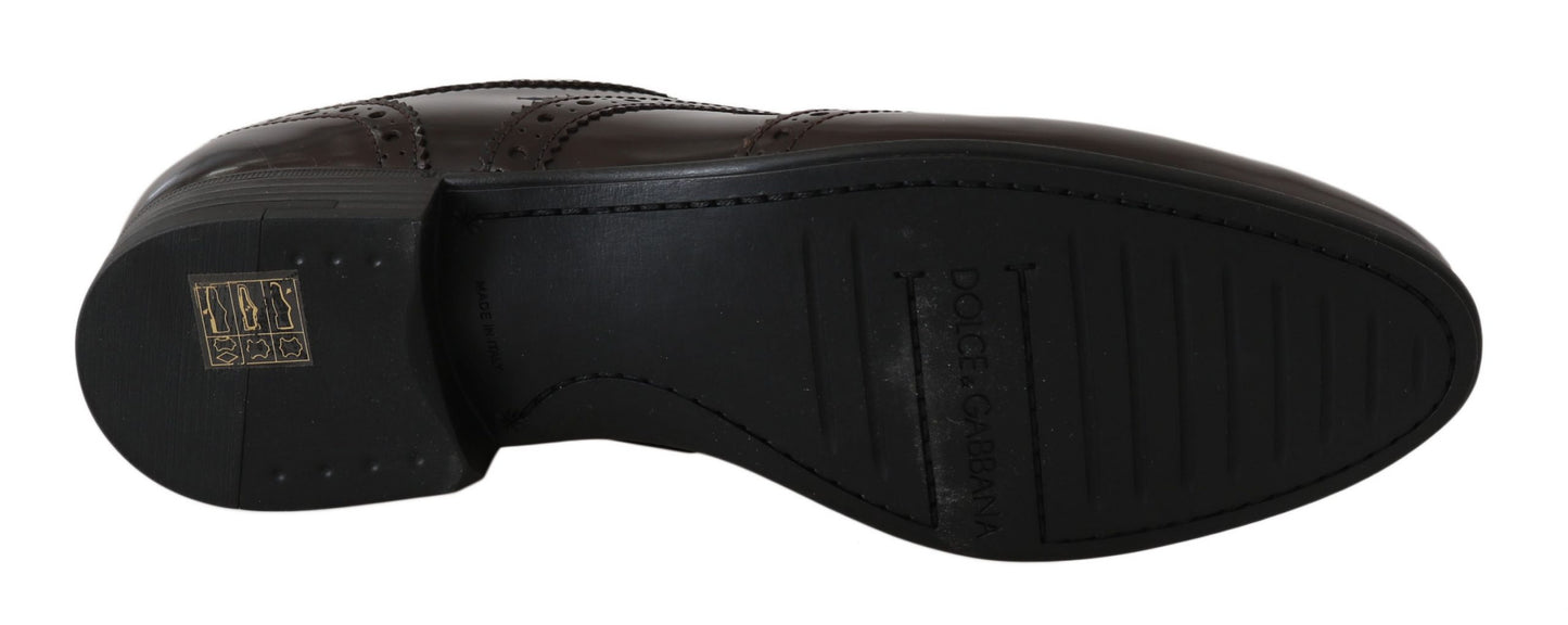 Braune Leder Broques Oxford Wingtip Schuhe