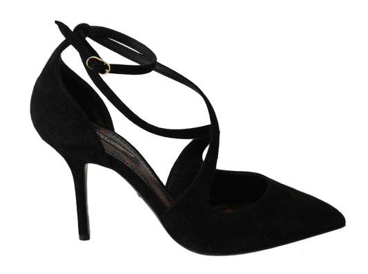 Schwarzes Wildleder Riemchen Pumps Heels