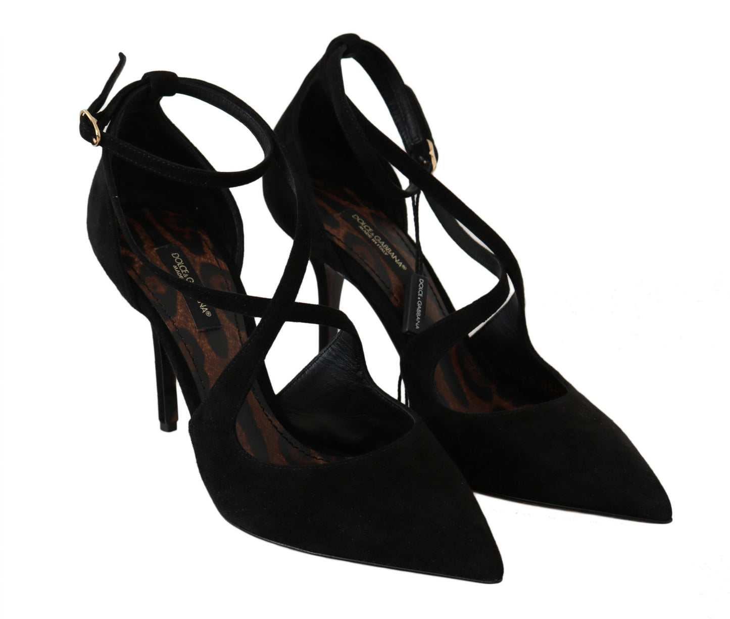 Schwarzes Wildleder Riemchen Pumps Heels