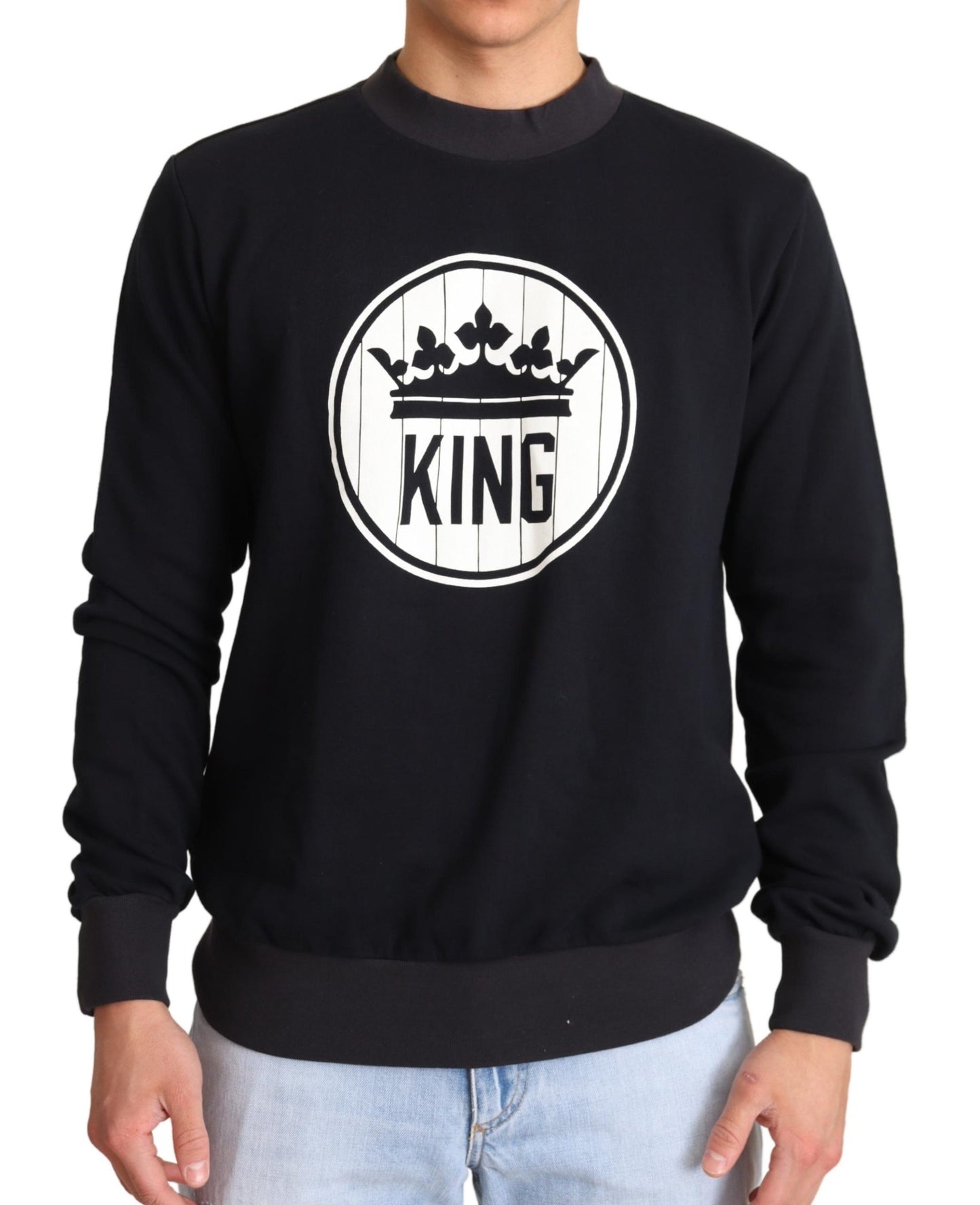 Blauer Crown King Pullover aus Baumwolle