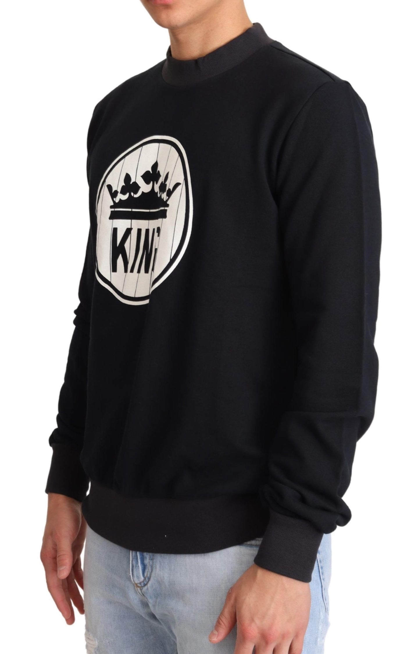 Blauer Crown King Pullover aus Baumwolle