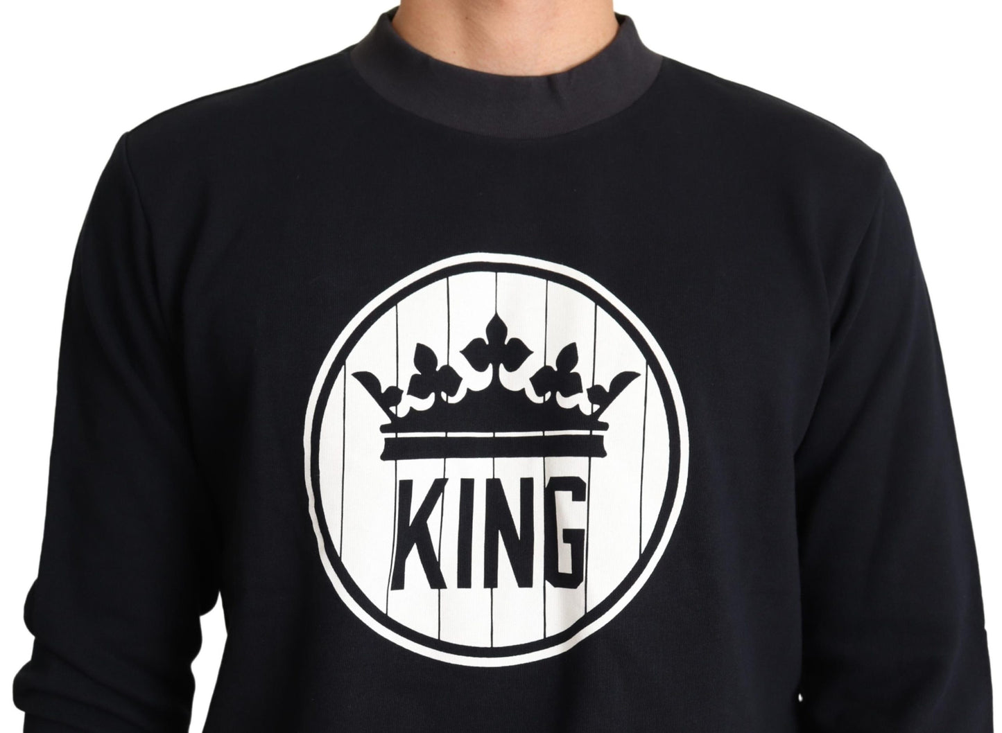 Blauer Crown King Pullover aus Baumwolle