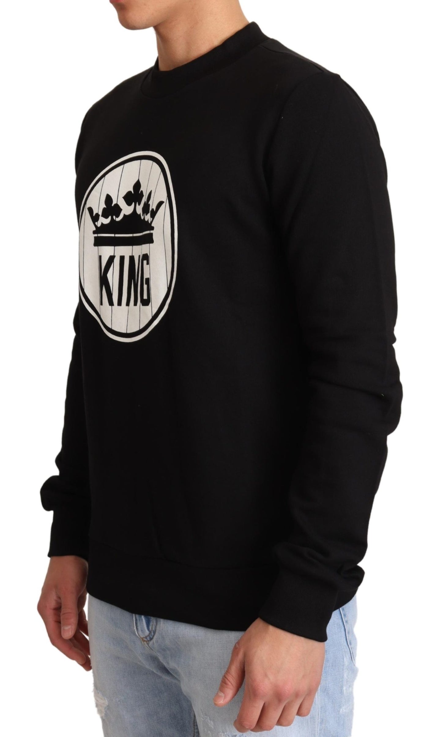 Schwarzer Crown King Pullover aus Baumwolle