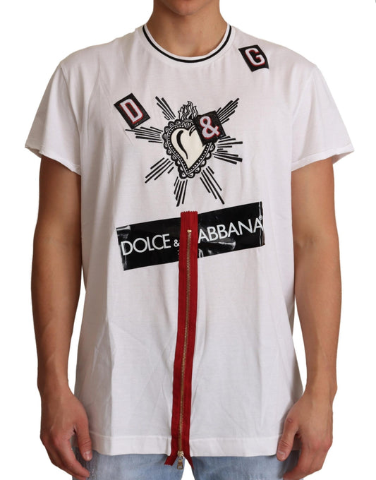 Weißes Herz Hingabe Baumwoll-T-Shirt