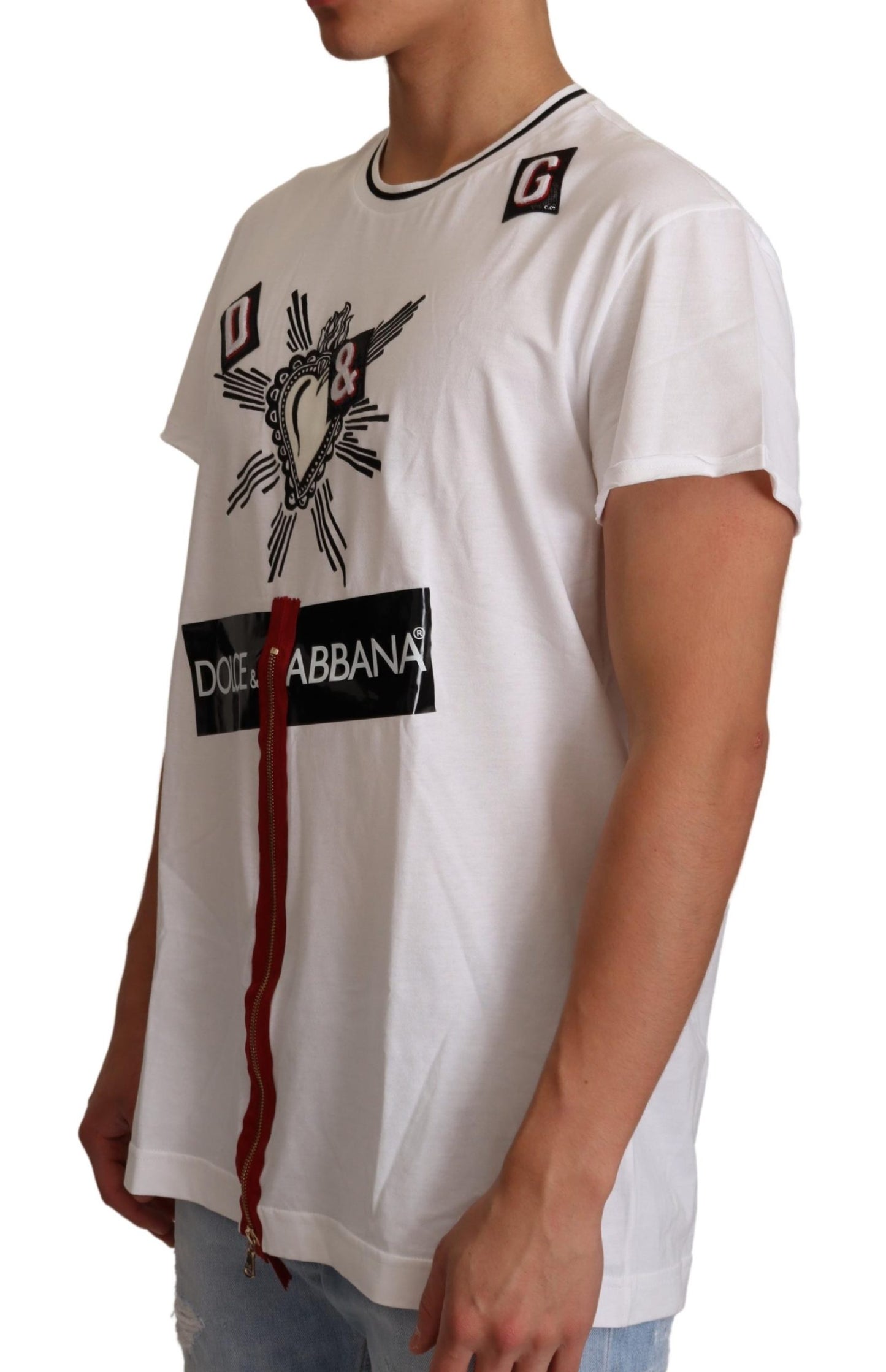 Weißes Herz Hingabe Baumwoll-T-Shirt