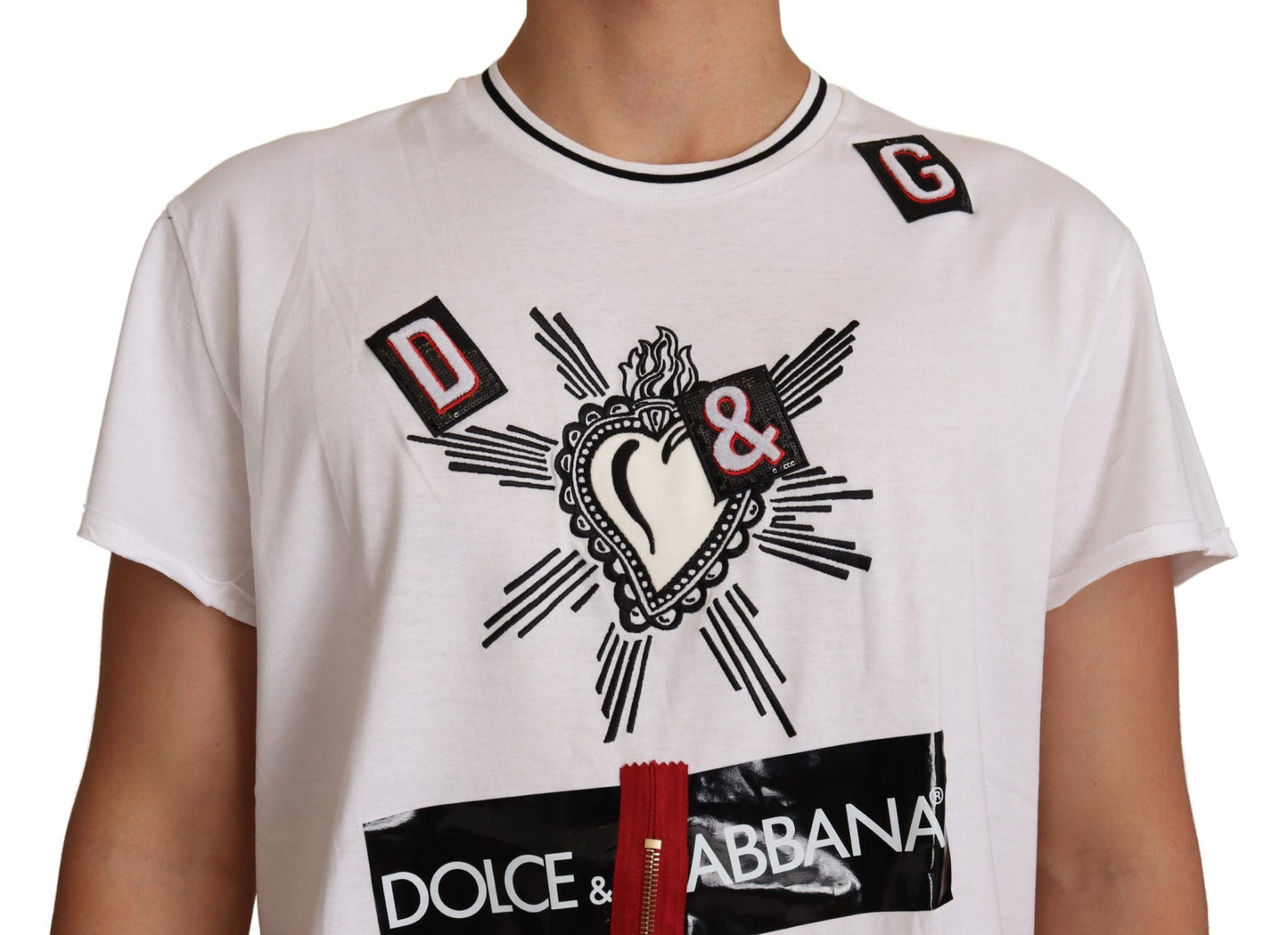 Weißes Herz Hingabe Baumwoll-T-Shirt