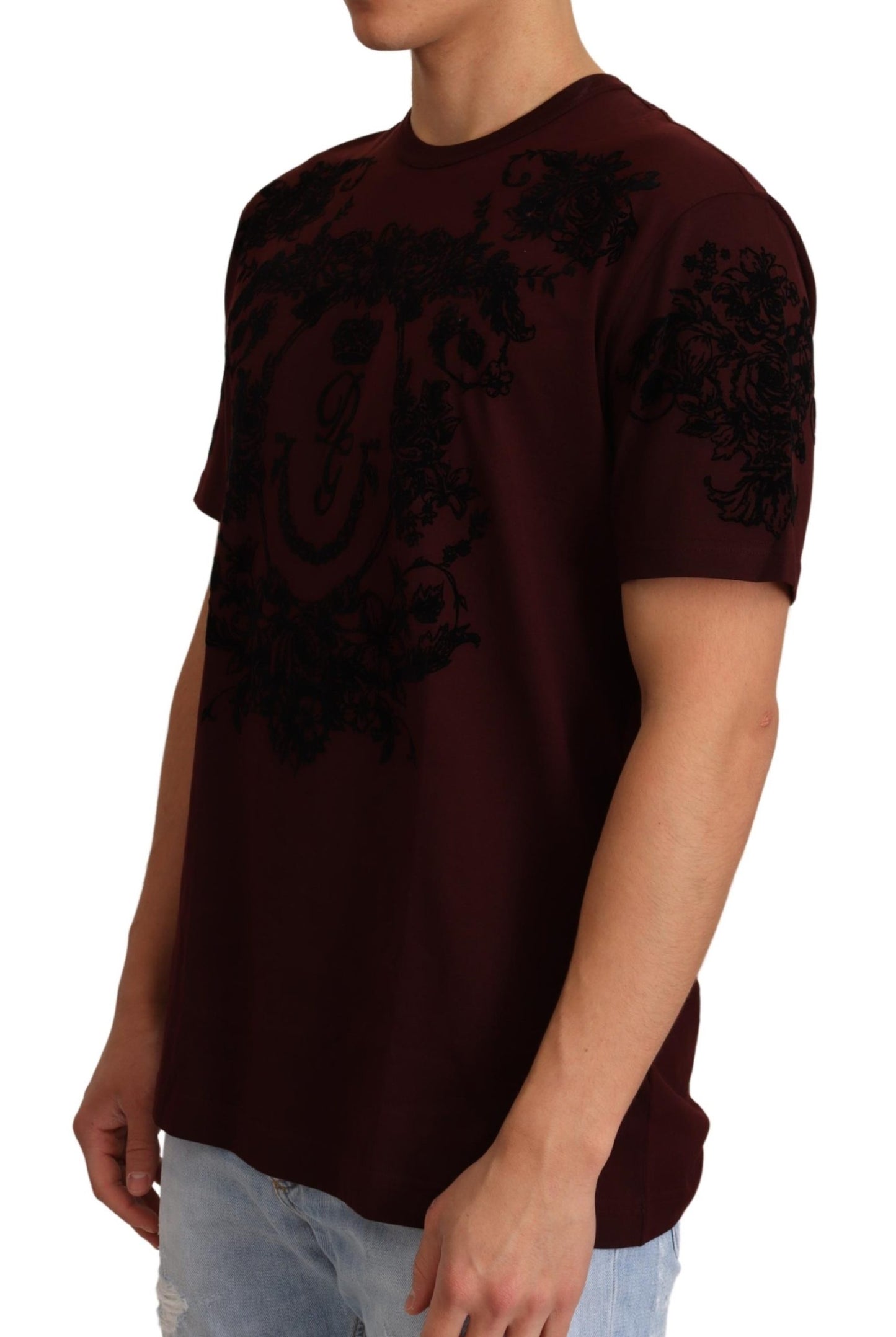 Blaues Royal Crown Kurzarm Herren Baumwoll-T-Shirt