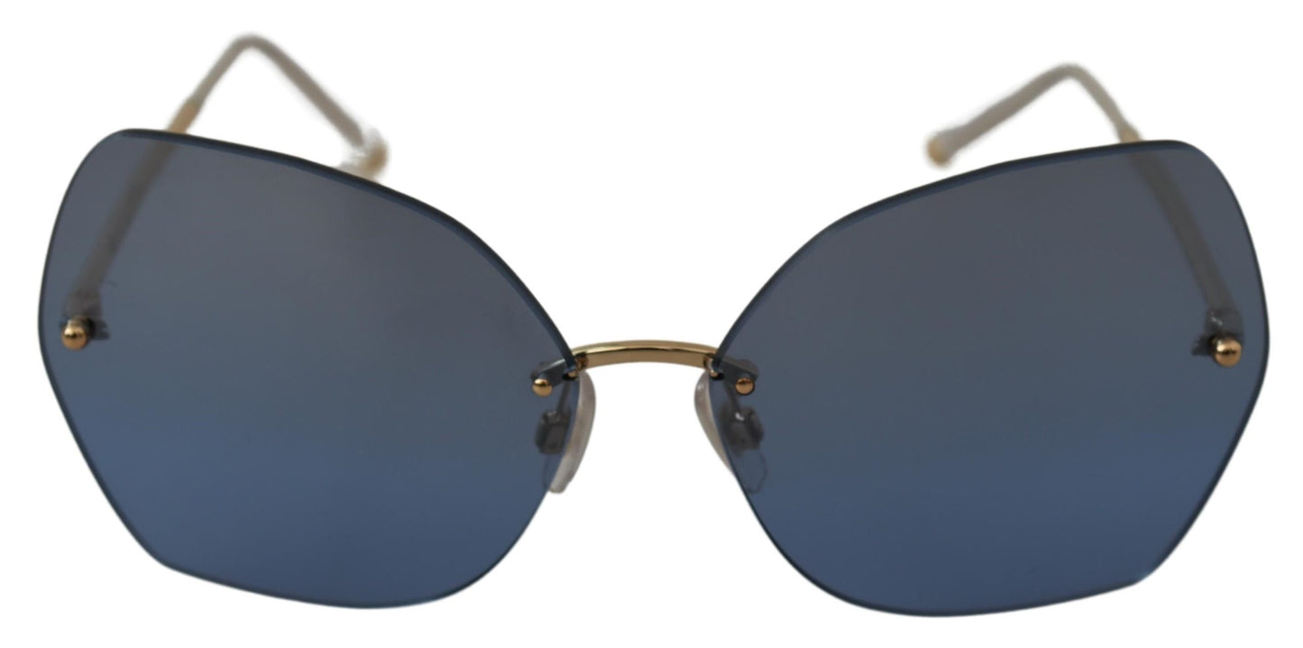 Blau Spiegel Gold Gradient Frauen Sonnenbrille