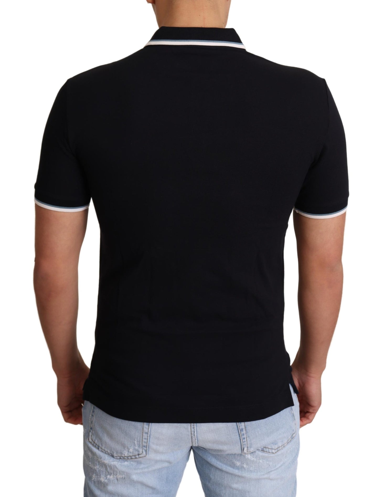 Blaues Logo Crown Polo Top Herren Baumwolle T-Shirt