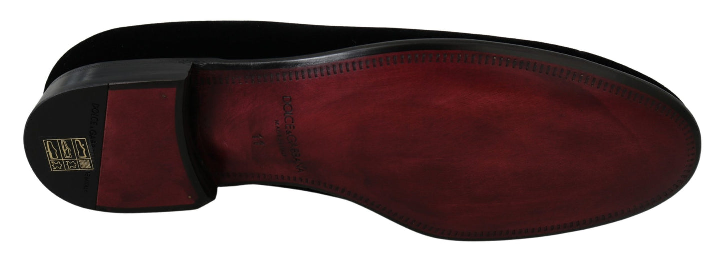 Schwarzer Samt Flats Slipper Herren Loafers Schuhe