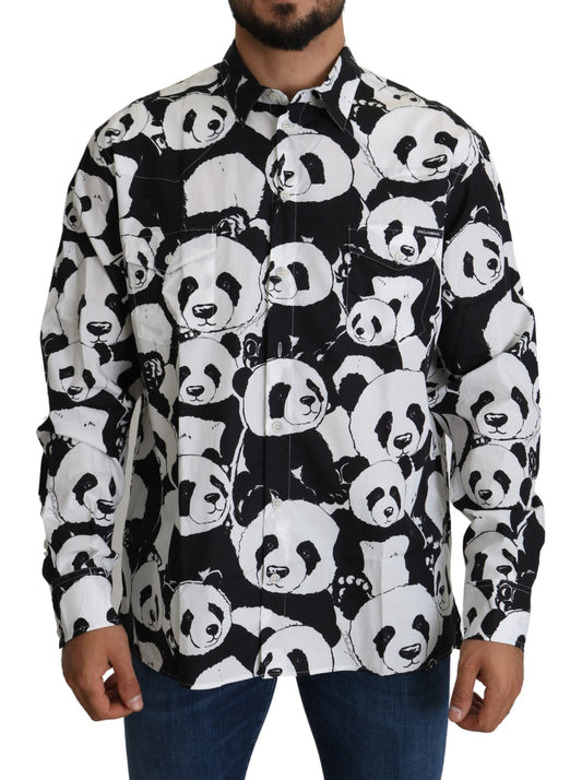 Schwarzer Panda Herren Freizeithemd 100% Baumwolle
