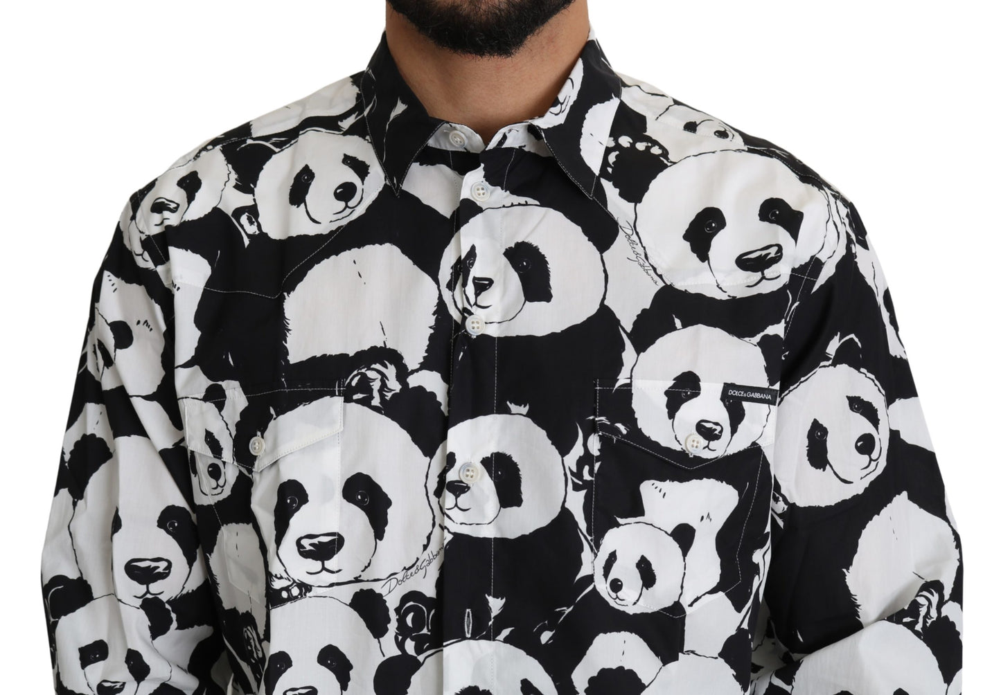 Schwarzer Panda Herren Freizeithemd 100% Baumwolle