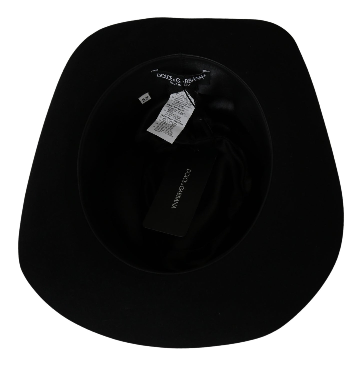 Schwarzer Lapin Amor Gignit Fedora Hut mit breiter Krempe